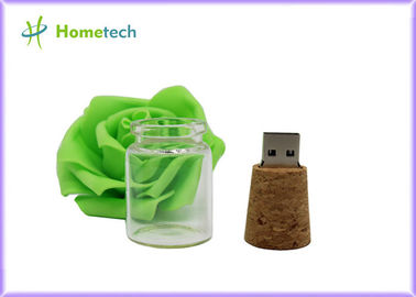 forma cristalina promocional creativa de la botella del mensaje de la unidad USB de madera 16GB