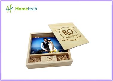 Forma de madera de encargo del álbum de foto de memorias USB del arce y de la nuez para los regalos de boda