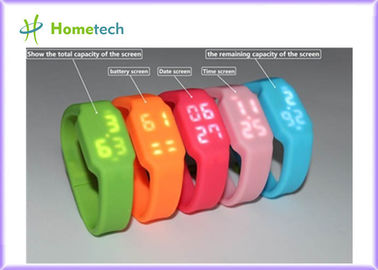 2GB al reloj multifuncional USB de la pulsera LED del silicio de memoria USB 32GB con la ranura para tarjeta del Tf