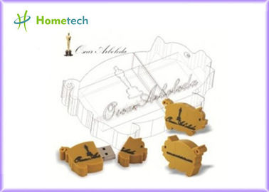 Memoria USB amarilla material linda innovadora del cerdo del PVC de la aduana 256MB-128GB del diseño