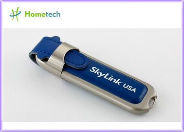 El lápiz de memoria promocional del cuero USB, memoria USB cubre 16GB con cuero