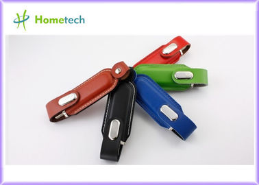 PLUMA de cuero del estándar USB del lápiz de memoria USB 2,0 del cuero USB del eslabón giratorio 4GB