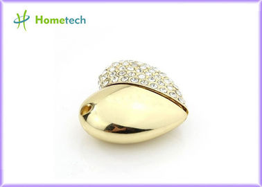 Memoria USB cristalina del corazón de la joyería del OEM, Usb 2,0 del colgante de la forma del corazón para la muchacha