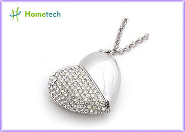 Joyería cristalina 1,1/2,0 de memoria USB del corazón de la plata USB, memorias USB a granel del USB