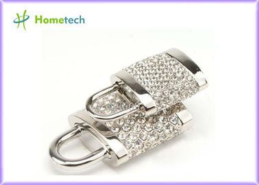 capacidad real de los diamantes MB 256MB/512/1GB del artilugio de memoria USB cristalina de plata de la cerradura