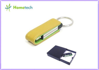 lápiz de memoria de cuero de 16GB USB 2,0 USB/disco de cuero Windows Vista del amarillo U