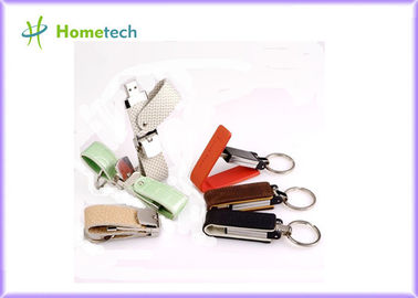 Llavero amarillo de los accesorios de la PC del lápiz de memoria del cuero USB de la novedad USB