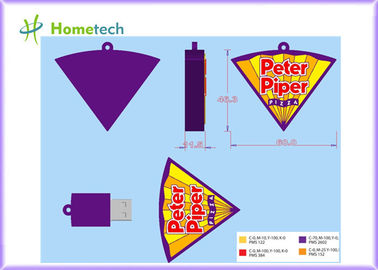 la pizza 4GB modificó memoria USB para requisitos particulares, llave de goma suave de memoria USB de la historieta 2GB