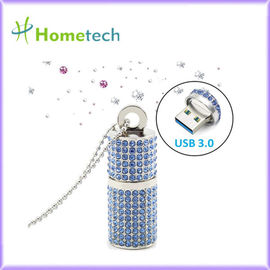 memoria USB cilíndrica cristalina de la memoria de 32GB 64GB