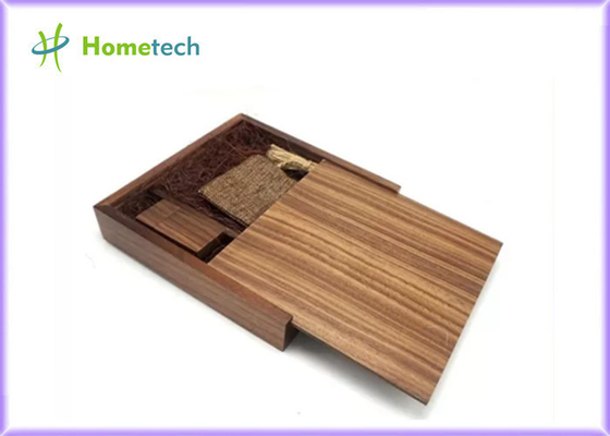 La caja respetuosa del medio ambiente 32GB de madera USB 2,0 del álbum de la nuez grabó la caja de regalo multifuncional de madera de la impresión de la foto del Usb de Pendrive