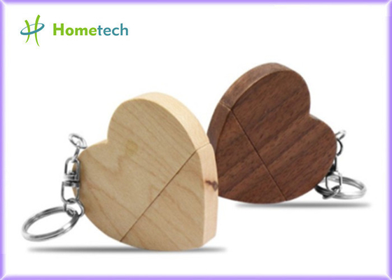 Memoria USB de madera de Walnu de los regalos calientes promocionales en forma de corazón de madera respetuosos del medio ambiente de 5-15MB/S 8GB Company