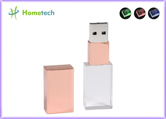 Memoria USB cristalina promocional USB2.0/3.0 de memorias USB de encargo de alta velocidad LED de la forma USB para el regalo del negocio