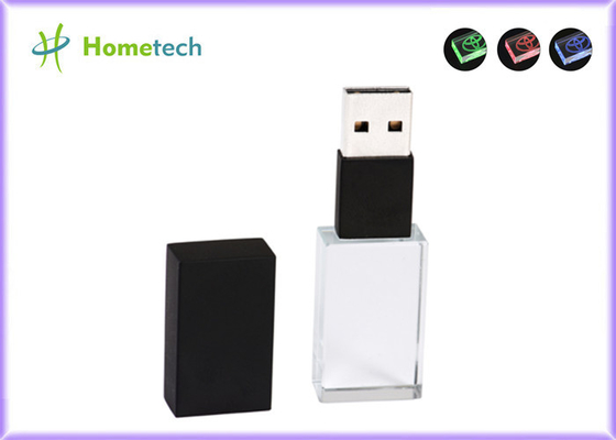 Waterpoof Crystal Usb Flash Drive Led enciende para arriba memoria USB transparente del cristal de 32GB 10mb/s