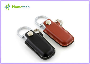 Negro lujoso/lápiz de memoria de cuero 4GB/8GB de Brown USB con el llavero